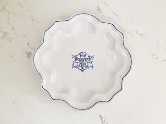Vintage French Blue & White Faience Plate