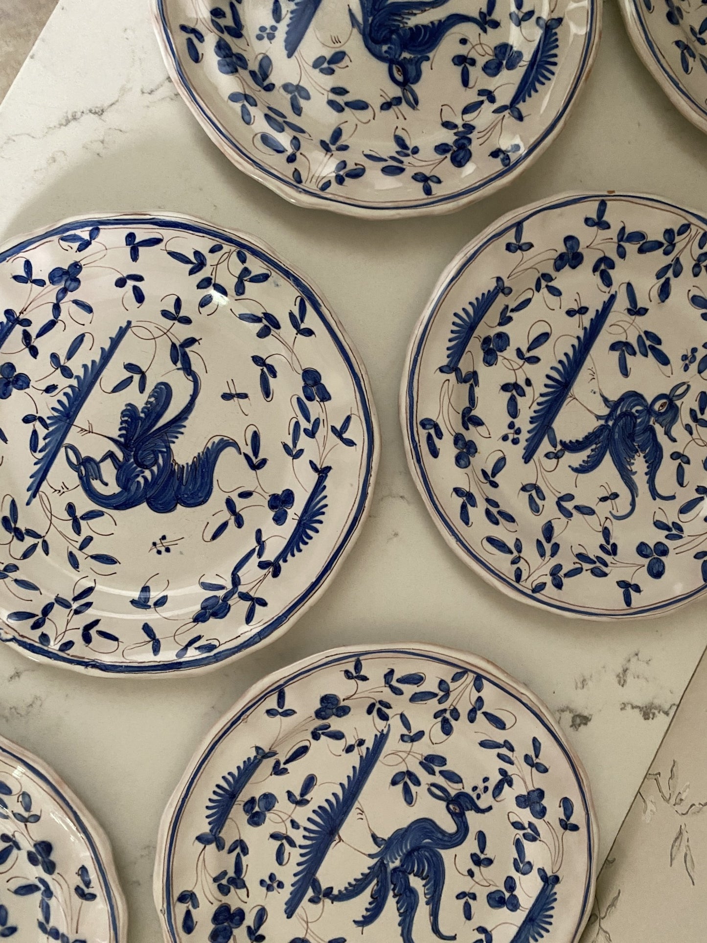 Vintage French Blue & White Moustiers Dinner Plate