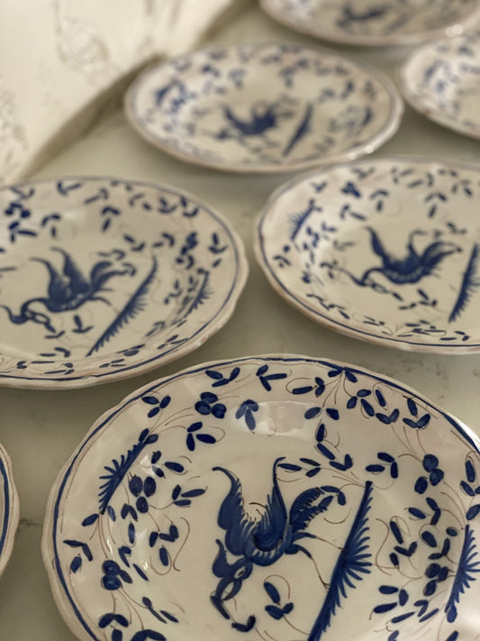 Vintage French Blue & White Moustiers Pasta Bowl