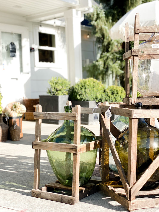Antique 1920s French Glass Demijohn Extra Large