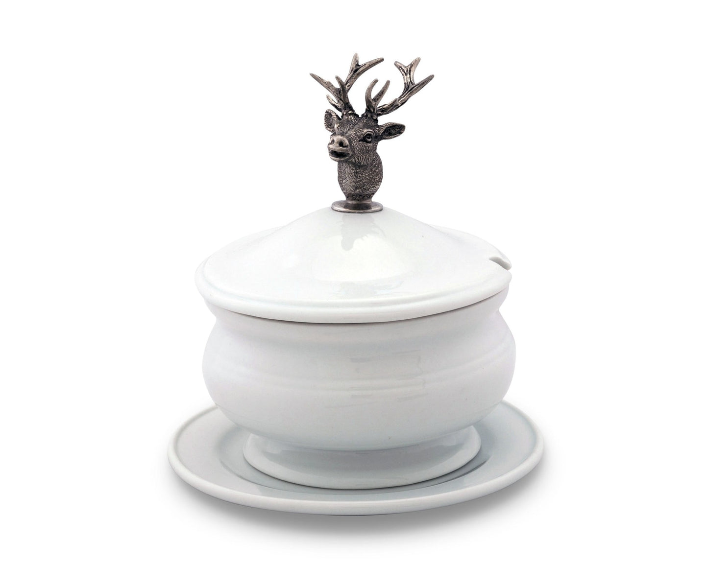 Elk Bust Porcelain Lidded Bowl
