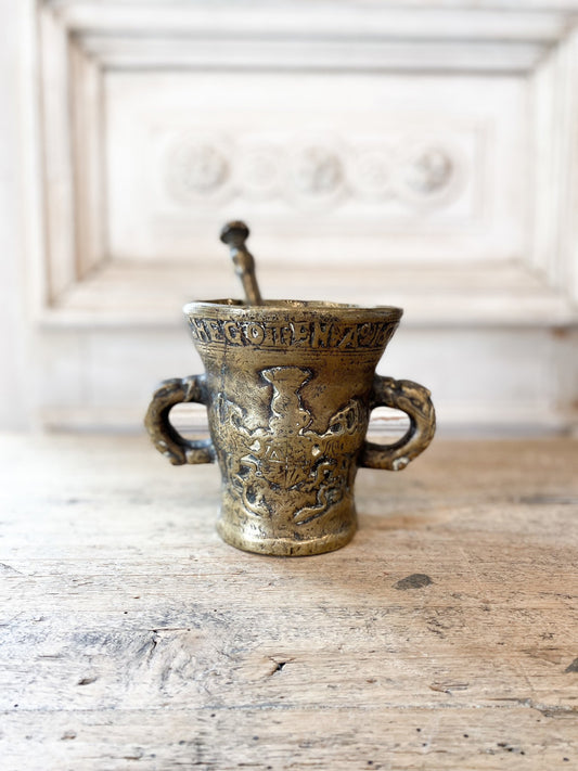 Antique Brass Mortar & Pestle