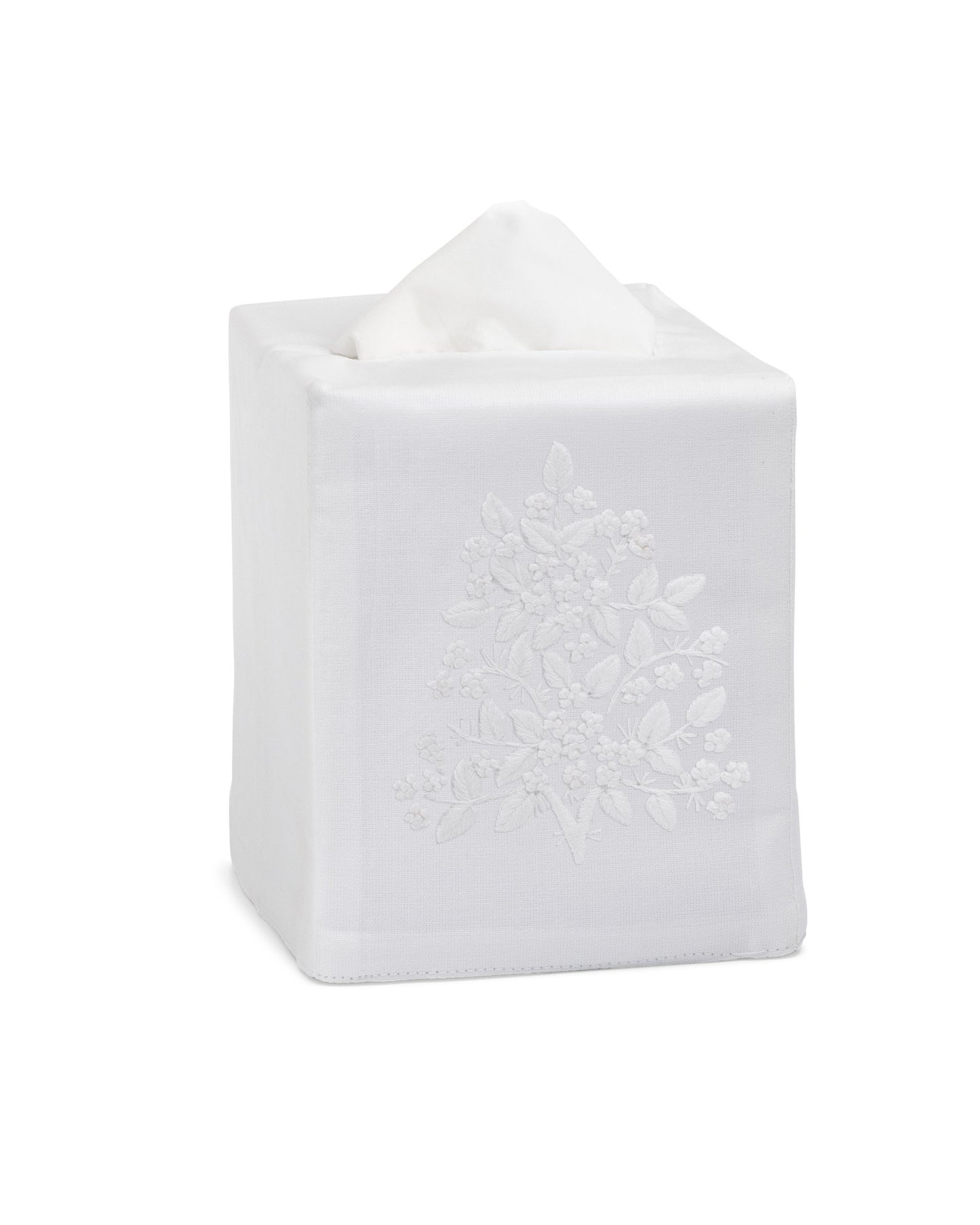Tissue Box Cover - Jardin White with White