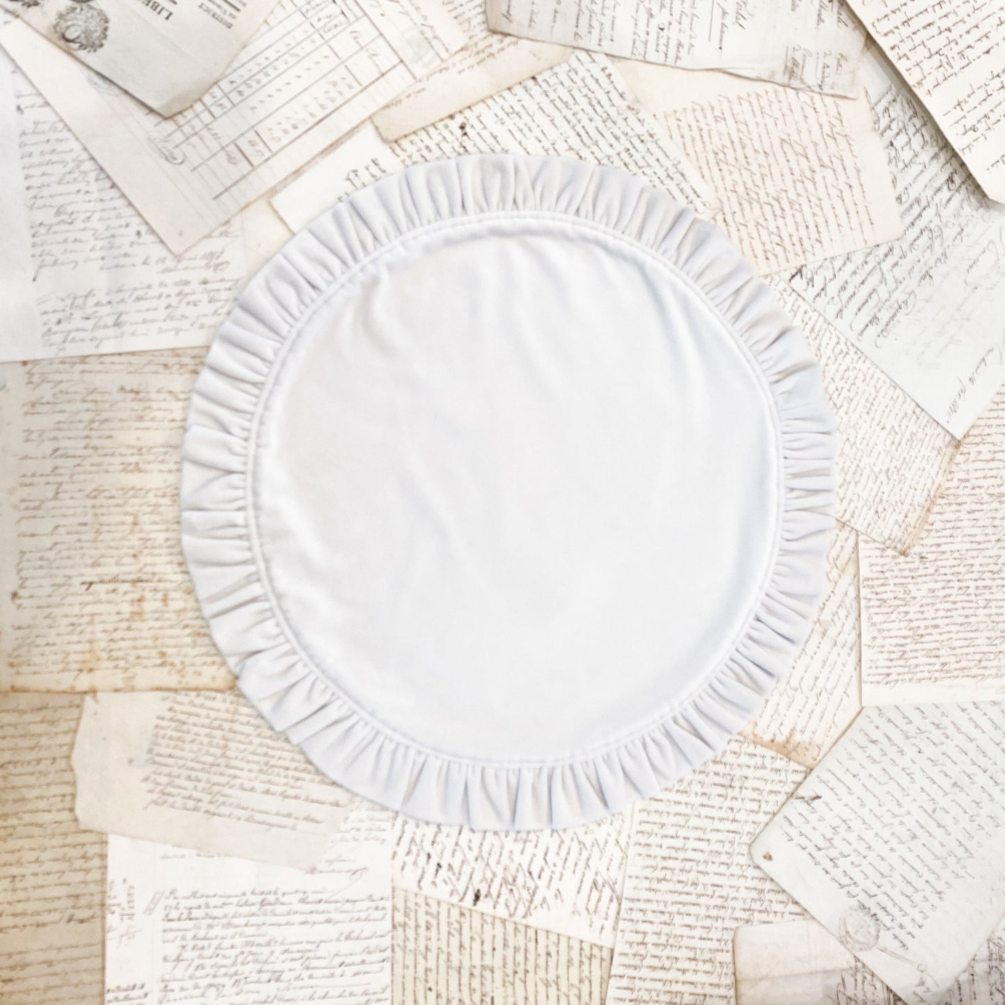 Placemat - Round Ruffle Velvet - Cream