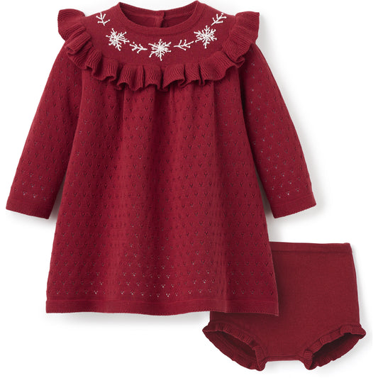 Dress with Bloomers - Snowflake Red