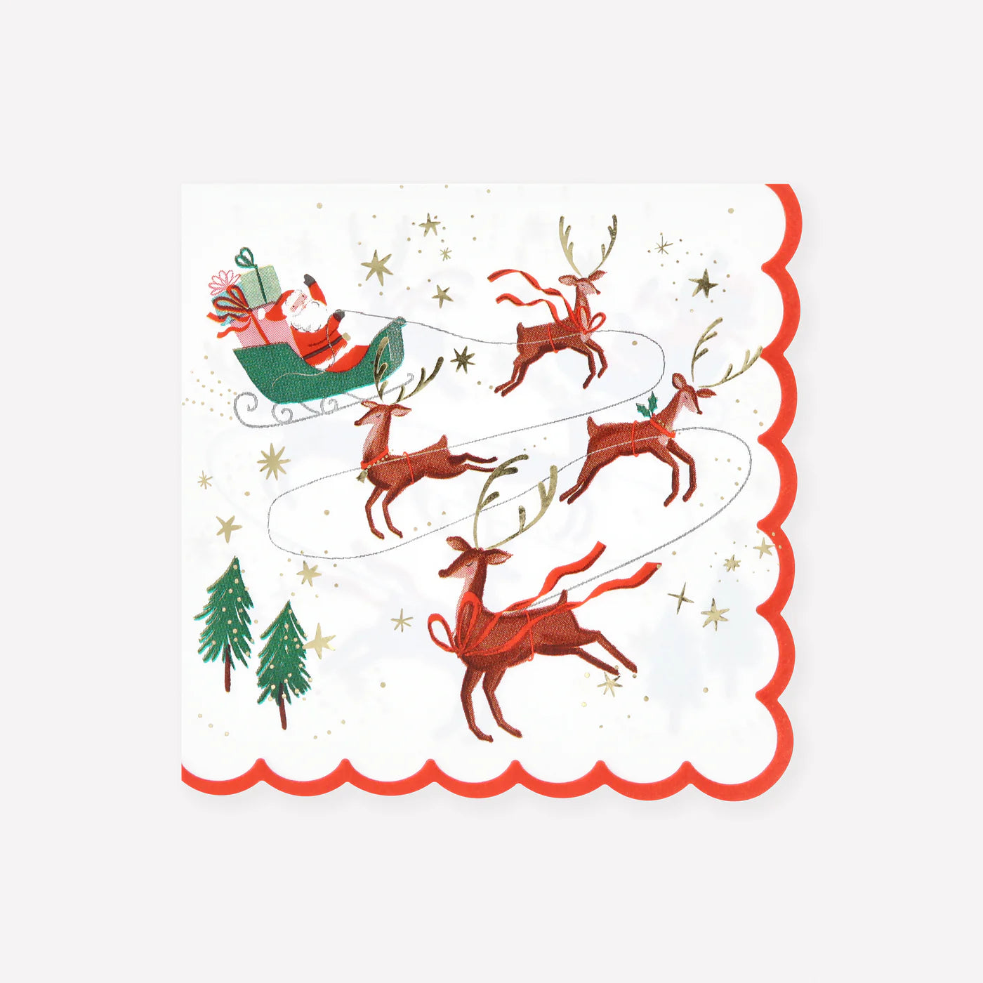 Weihnachtsservietten Mit Rentier & Santa-Motiv – 20 Stück, 33x33 Cm, Dreilagig