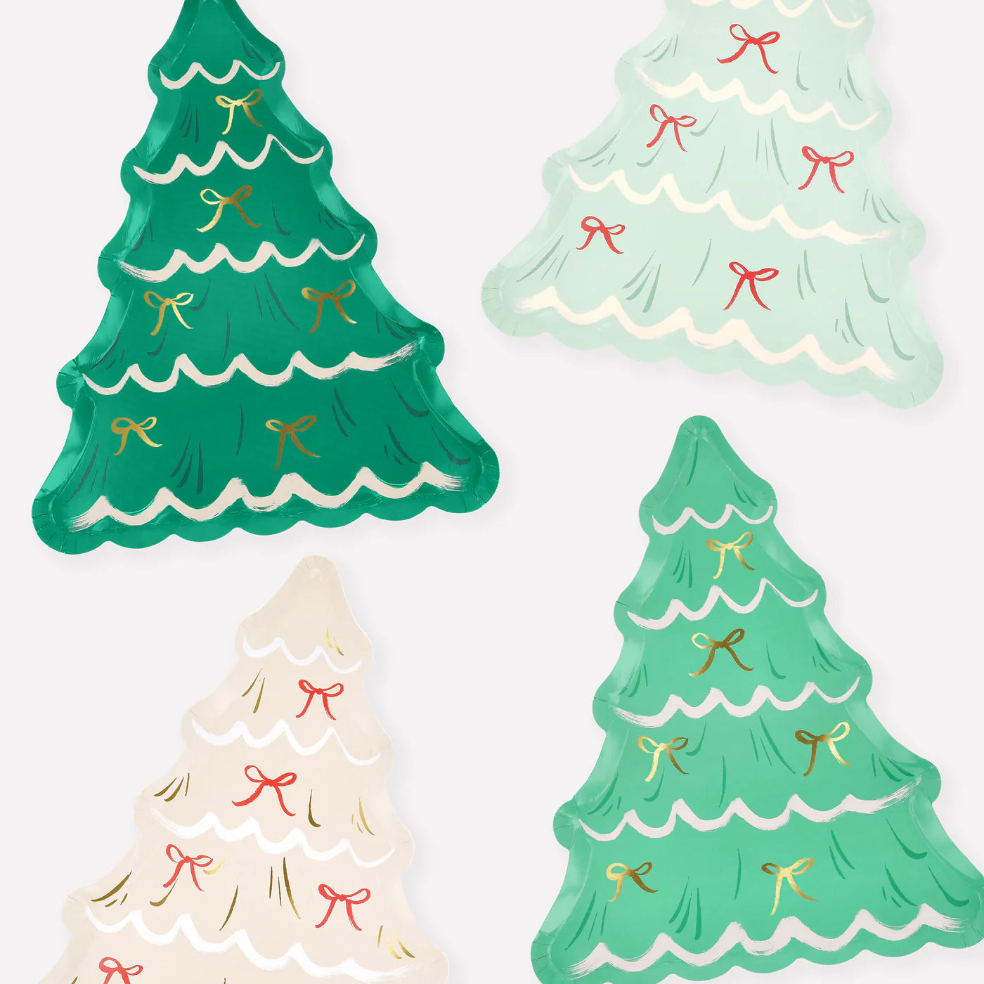 Paper Plates - Christmas Trees with Bows