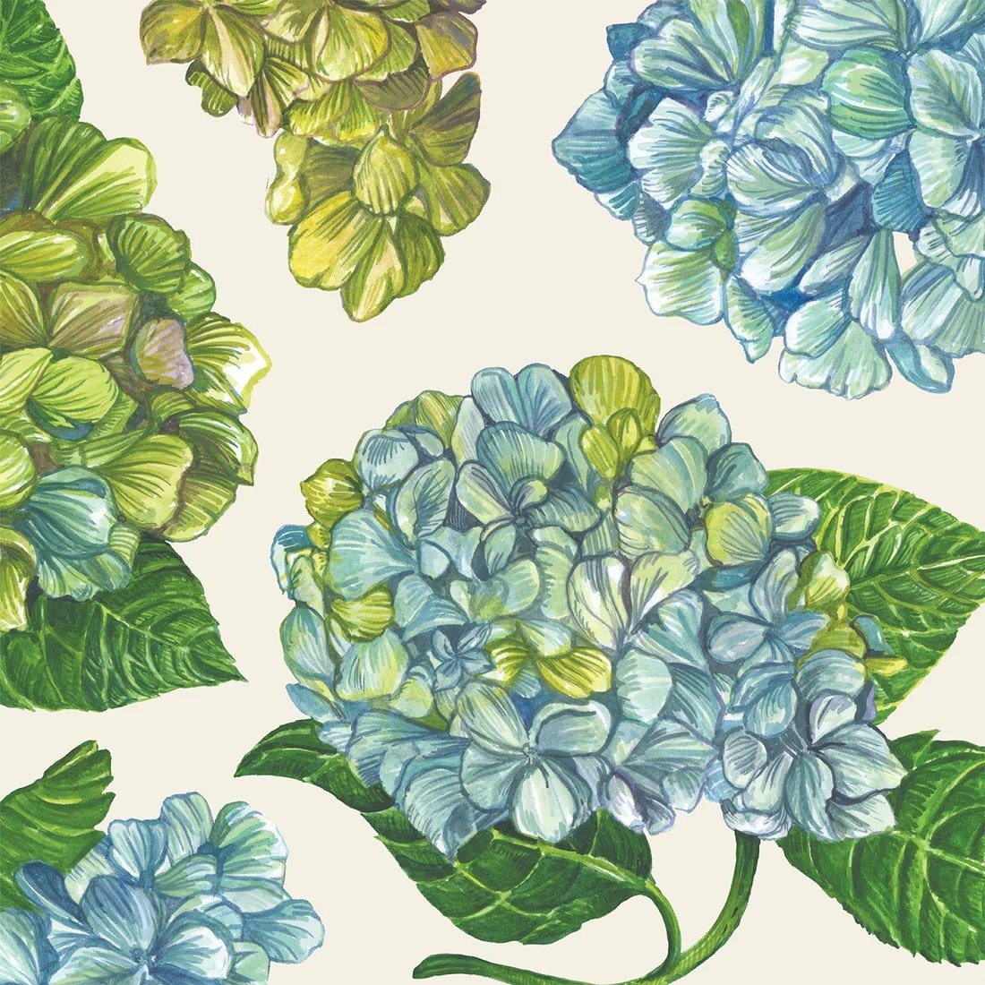Paper Cocktail Napkins - Hydrangea