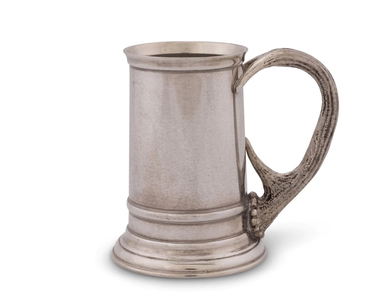Pewter English Mug with Antler Handle