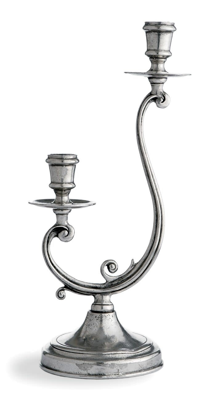 Pewter Candlestick 2-Arm