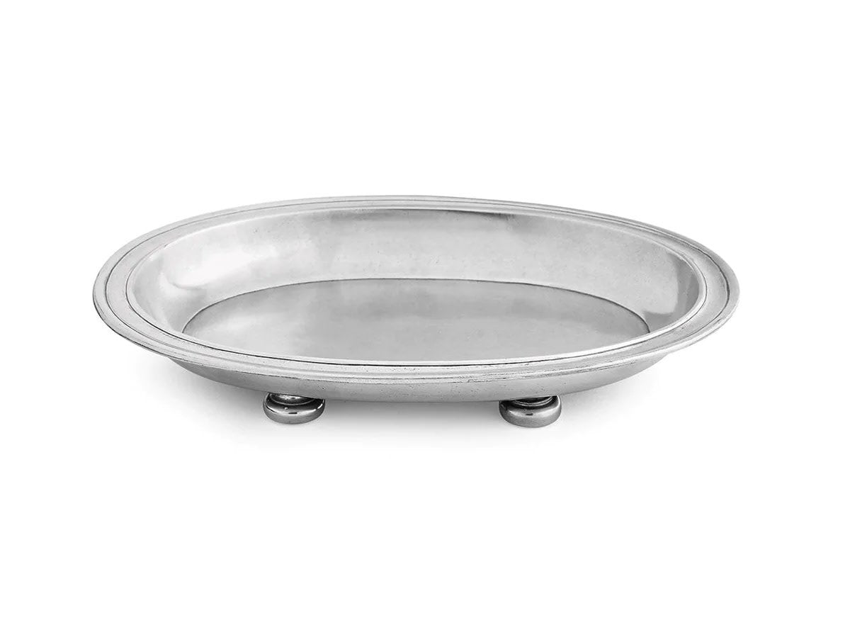 Pewter Peltro Oval Bowl with Feet