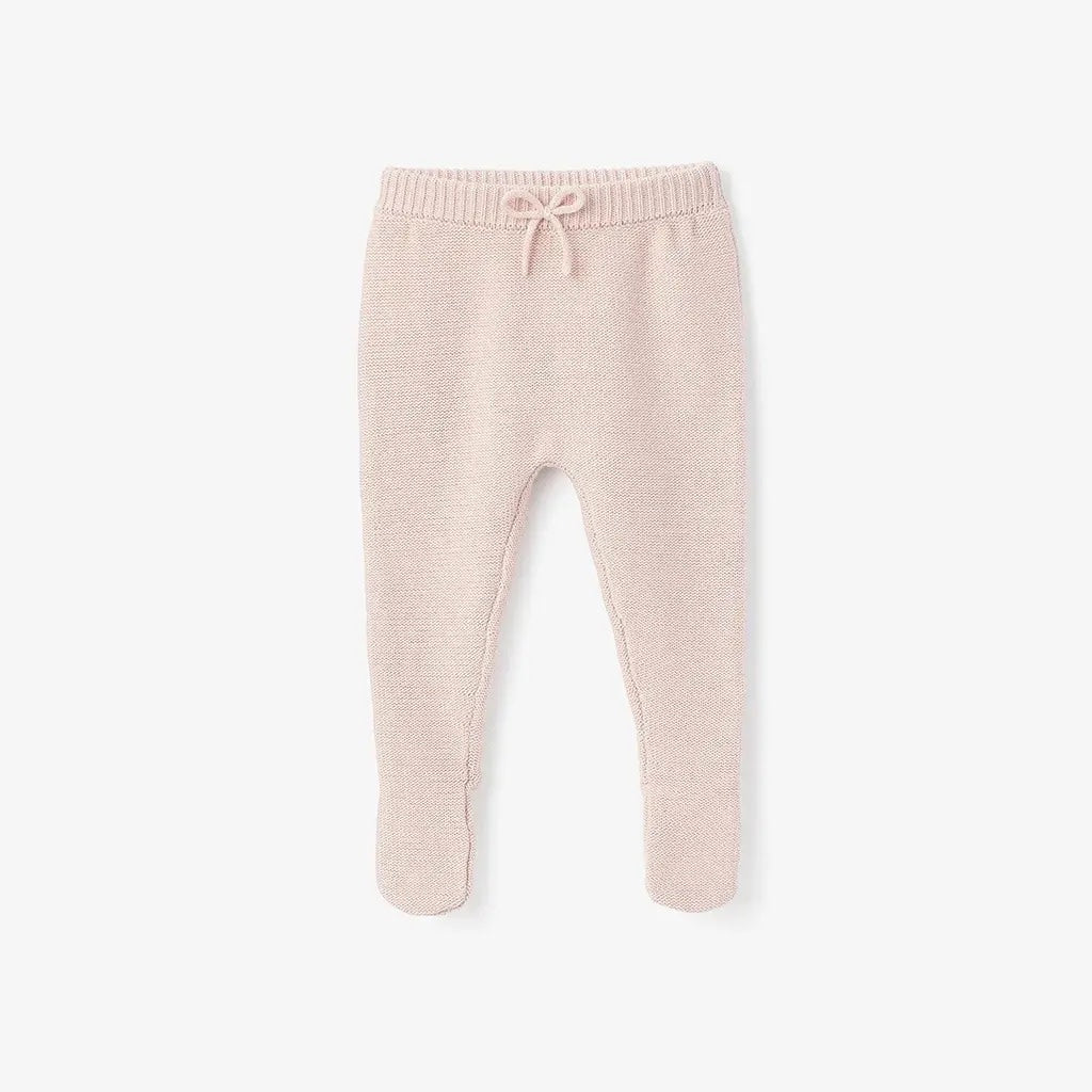 Garter Knit Footed Baby Pant Blush 6M