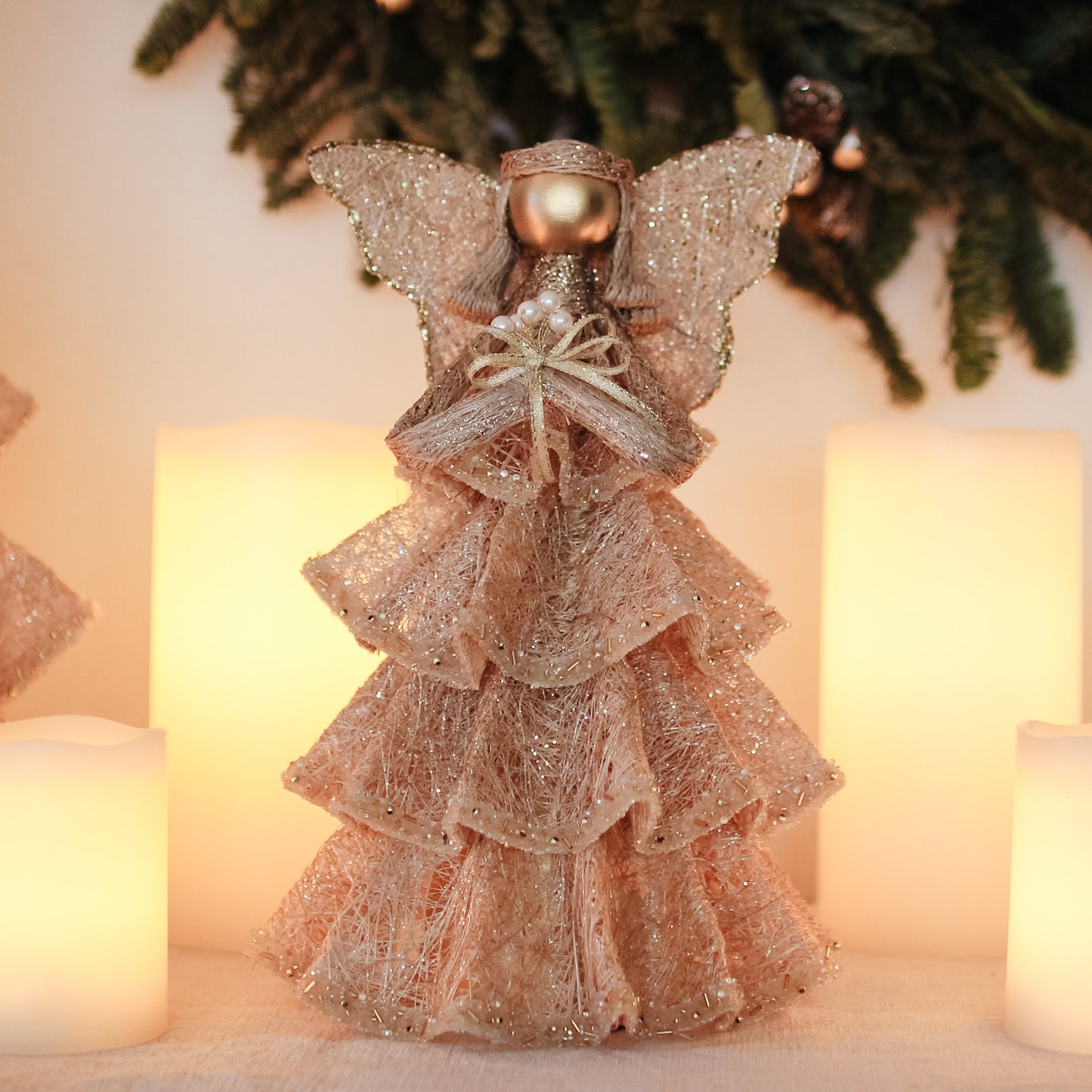 Tabletop/Tree Topper - Noelle Angel - Nat/Gold 12”