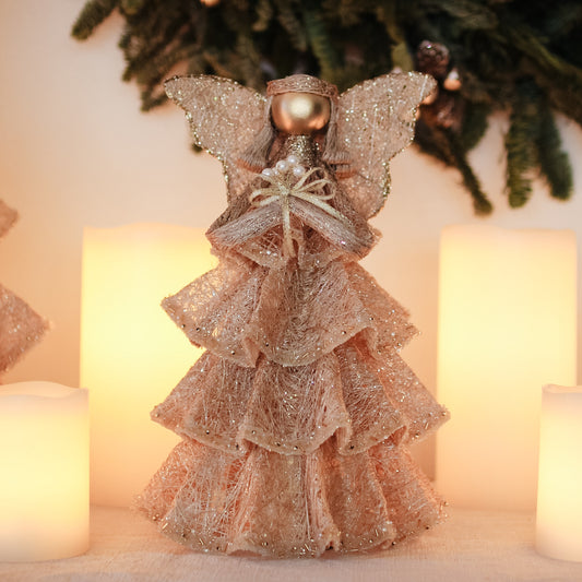 Tabletop/Tree Topper - Noelle Angel - Nat/Gold 12”