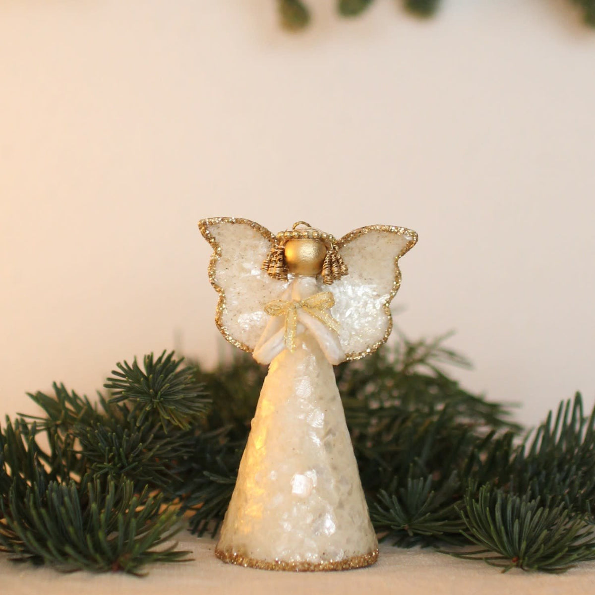 Ornament - Angel - Capiz Flakes w/Glitter 4.5"