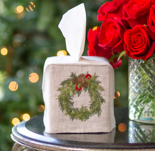 Tissue Box Cover - Juniper Wreath
