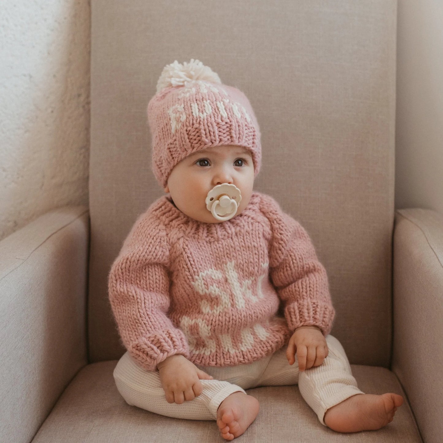 Baby Crew Neck Sweater - Ski Bum Rosy
