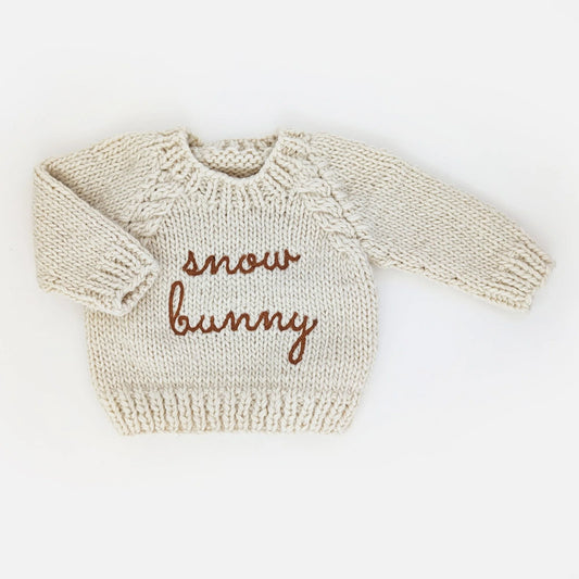 Baby Crew Neck Sweater - Snow Bunny Pecan