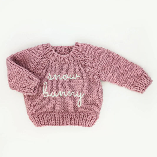 Baby Crew Neck Sweater - Snow Bunny Rosy