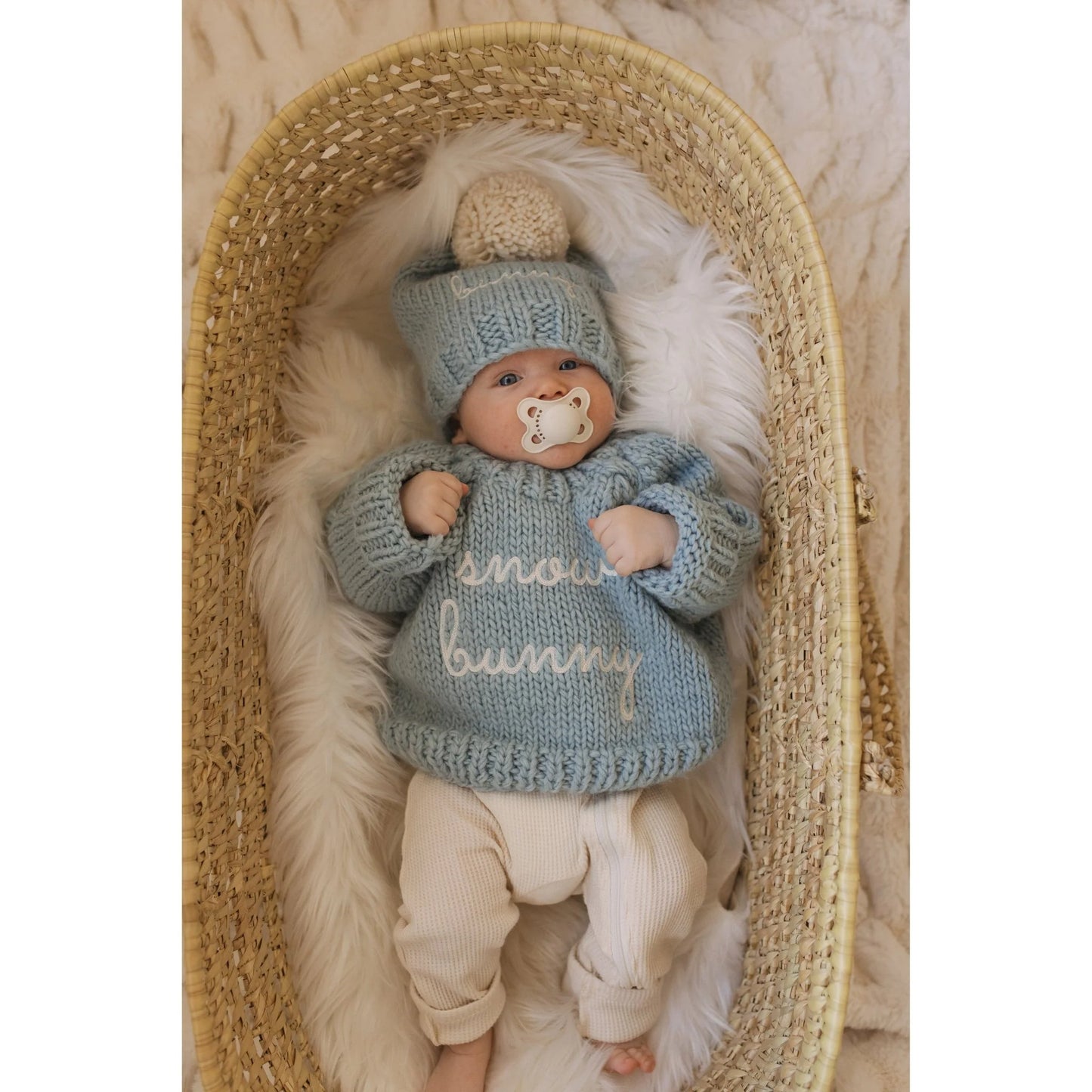 Baby Crew Neck Sweater - Snow Bunny Blue