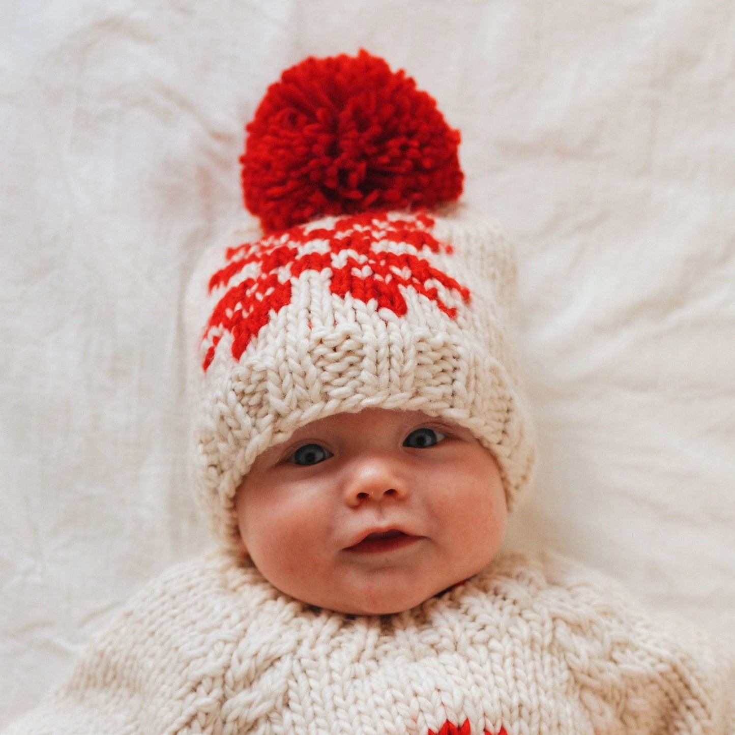Baby Hat - Snowflake Red