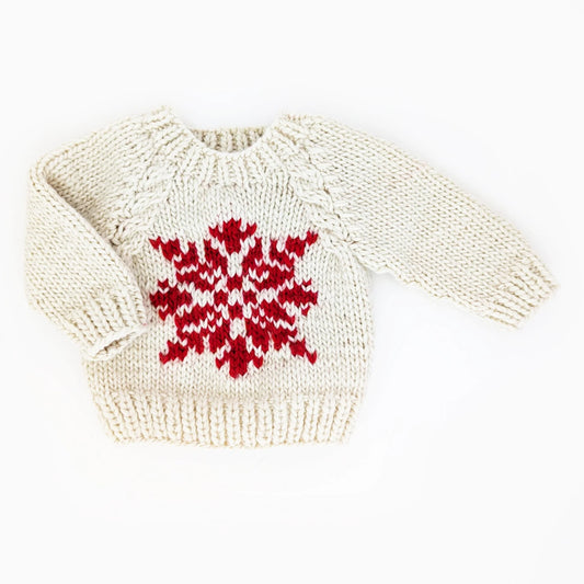 Baby Crew Neck Sweater - Snowflake Red