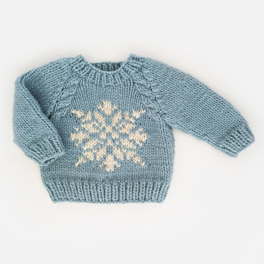 Baby Crew Neck Sweater - Snowflake Blue
