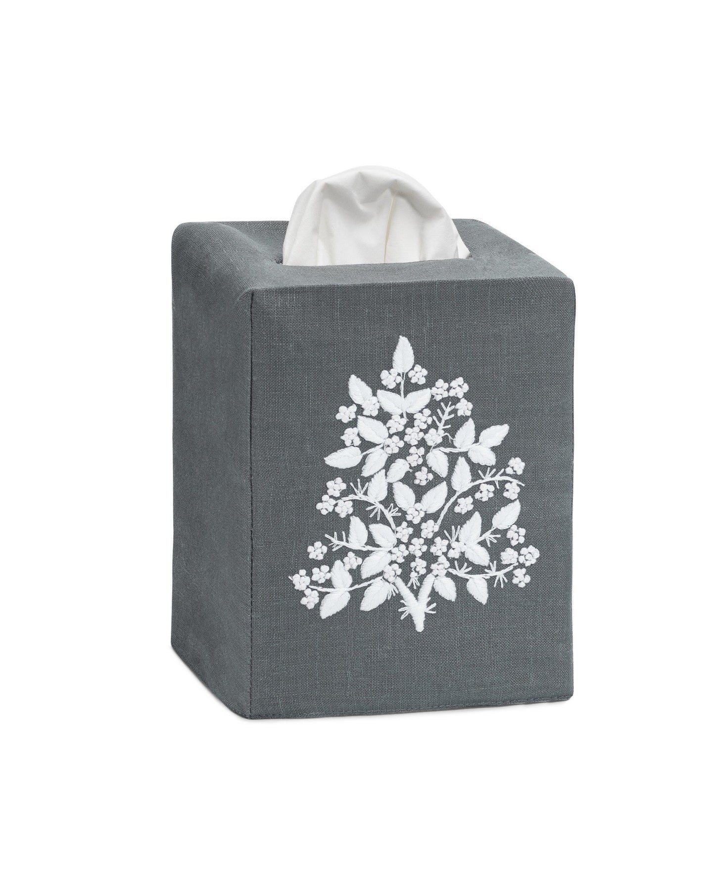 Tissue Box Cover - Jardin Charcoal with White