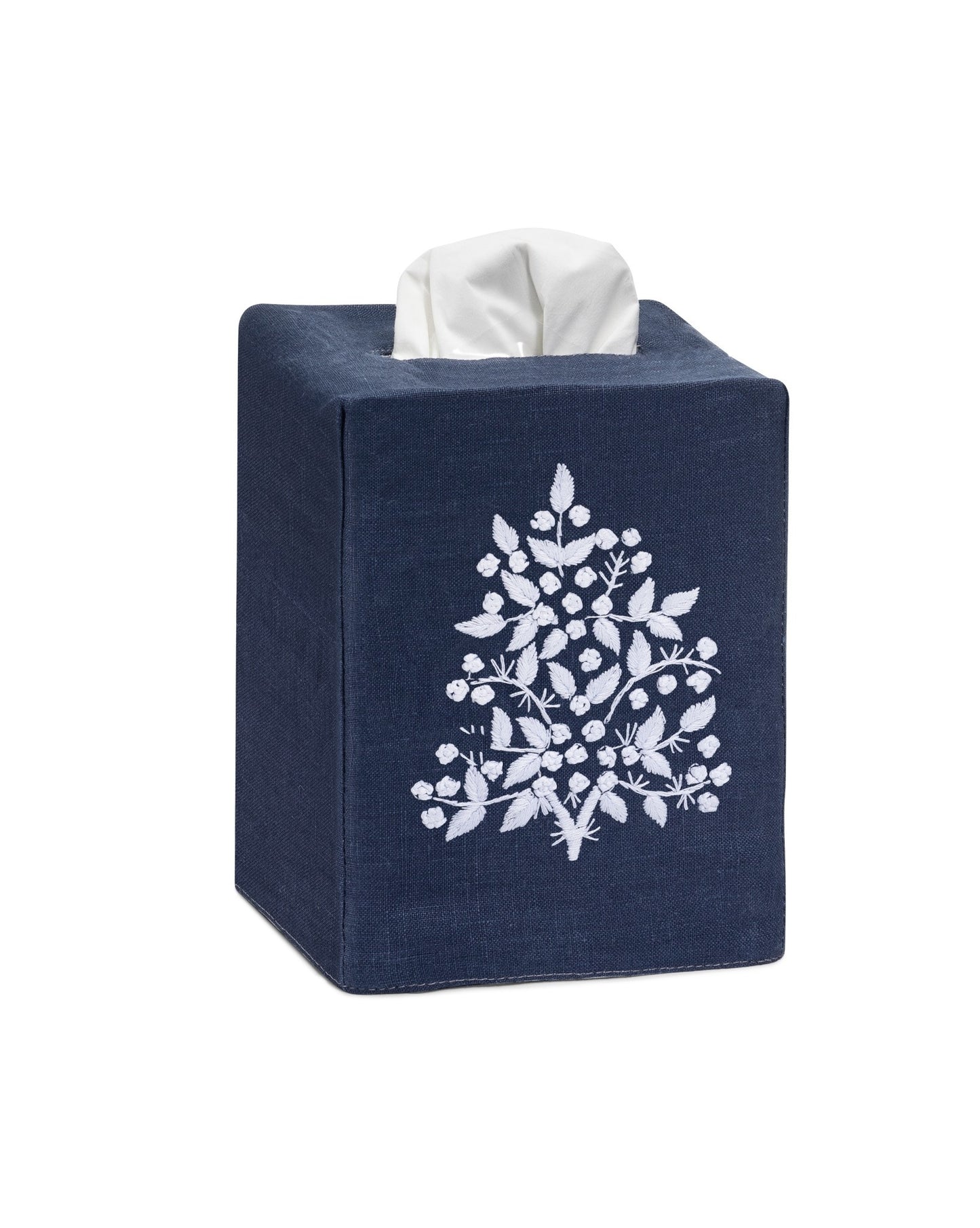 Tissue Box Cover - Jardin Navy with White