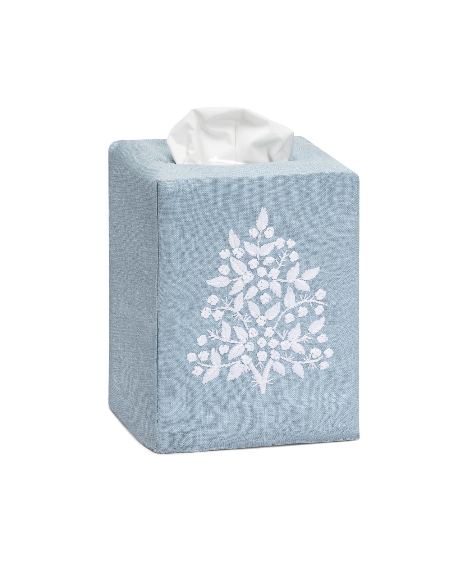 Tissue Box Cover - Jardin Sky Blue with White