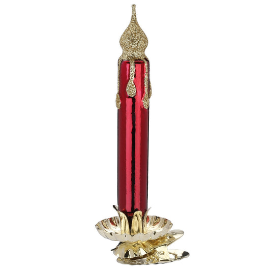 Ornament - Tree Candle - Red & Gold