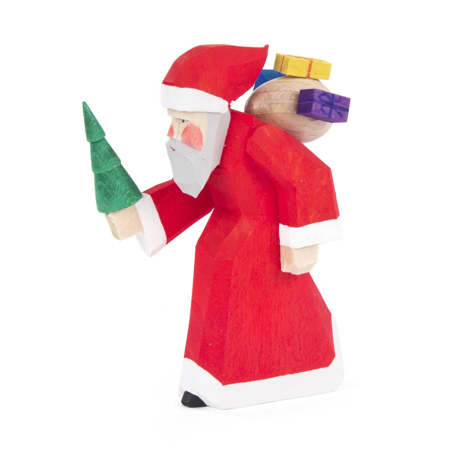 Santa Carved Red with Presents - Small