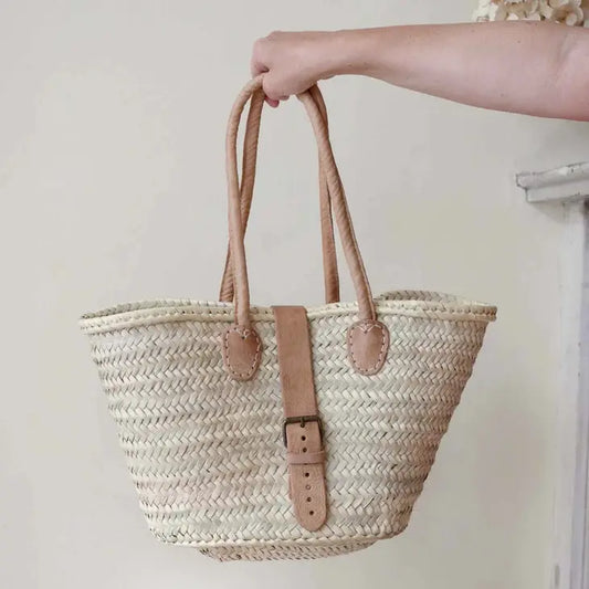 French Market Tote - The Burgundy Beige Large
