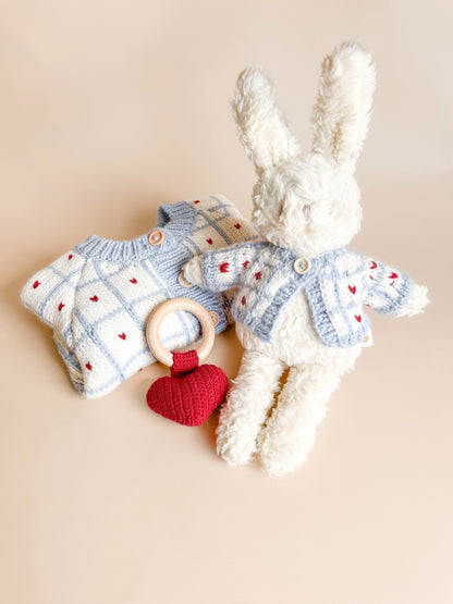 Sherpa Bear & Bunny Sweater - Windowpane Heart