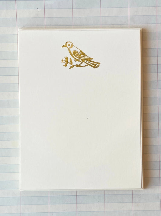 Stationery Set - Pressed Gold Foil - Bird on Branch