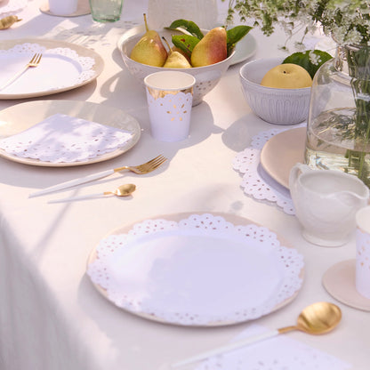 Paper Napkins - Broderie Anglaise Lace White Small