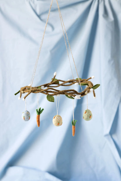 Ornament - Eggs with Embroidery - Carrots (set of 3)