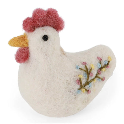 Rooster with Embroidery - White