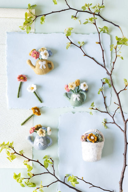Watering Can with Flowers - Light Blue