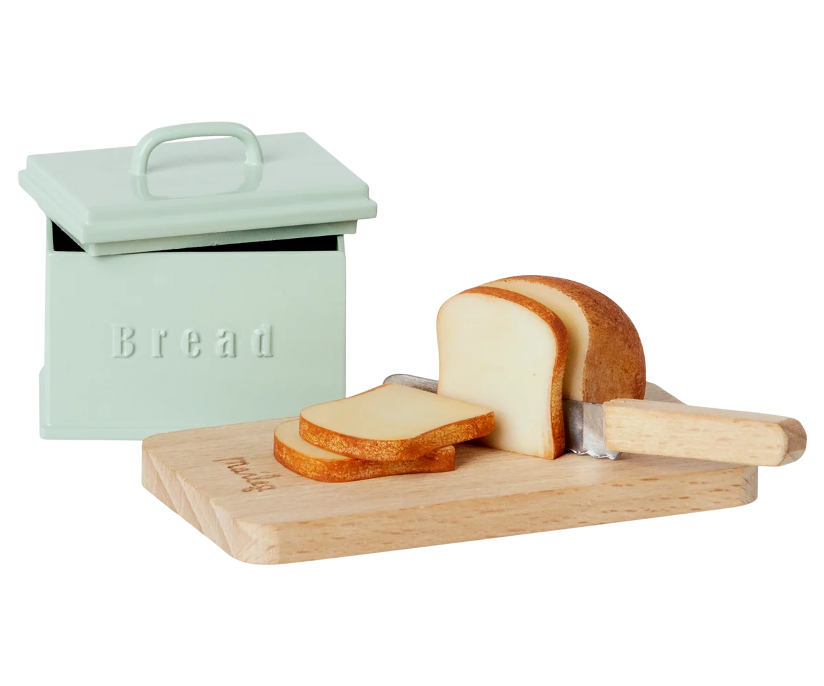 Bread Box with Cutting Board and Knife (Miniature)