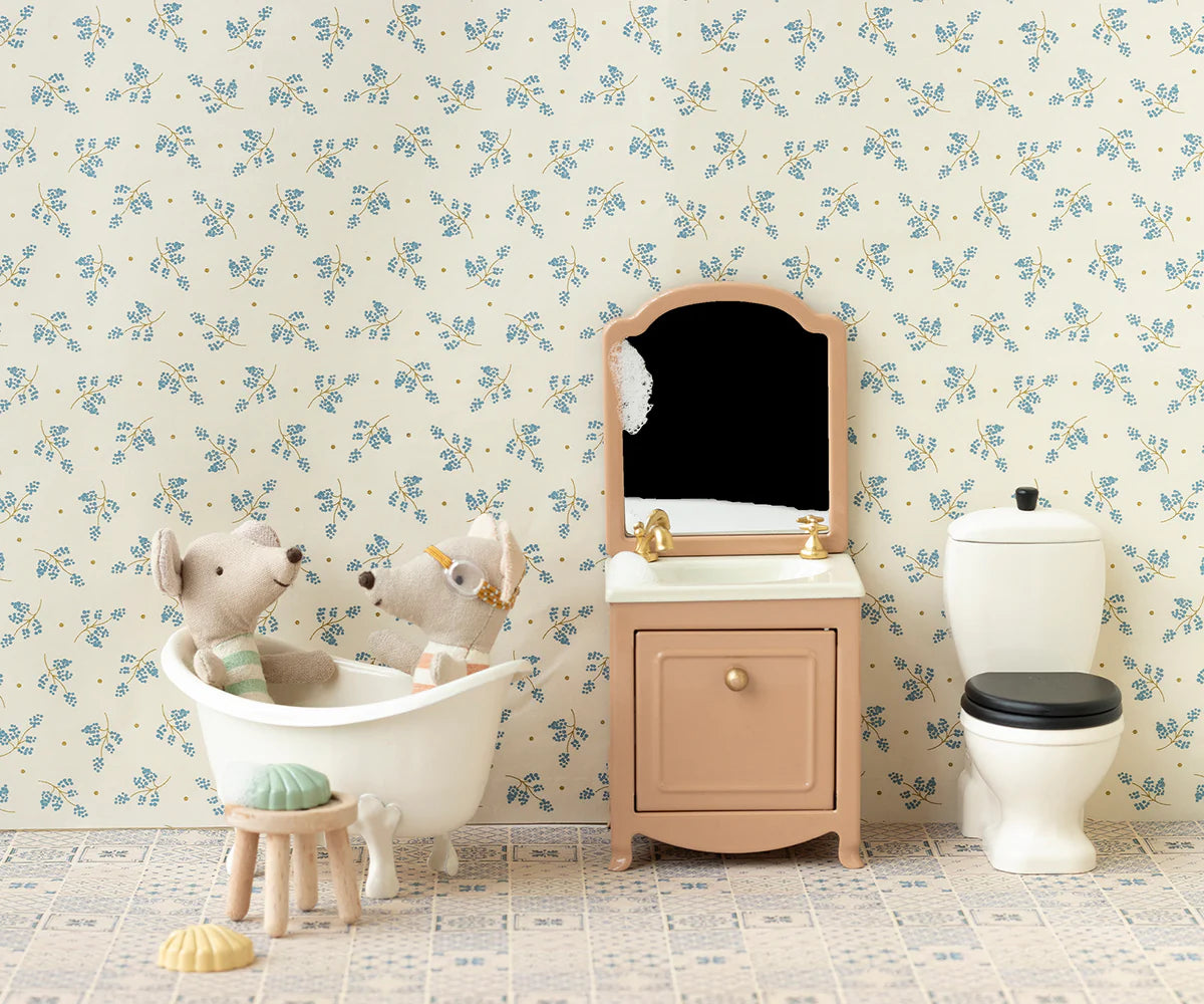 Sink with Mirror - Dark Powder & Gold Knob (Mouse)