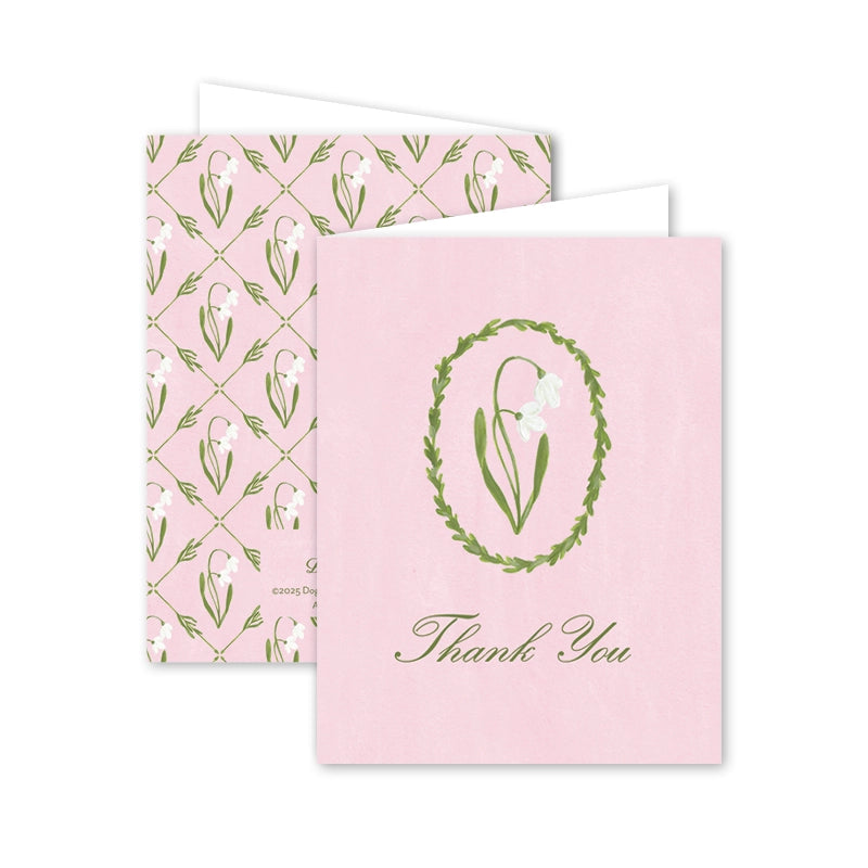 Card - Thank You - Snowdrop Meadow Pink