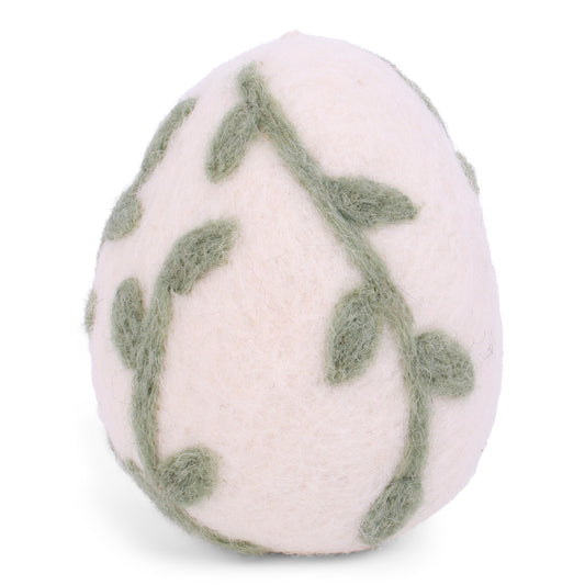 Ornament - Egg with Leaves - Green