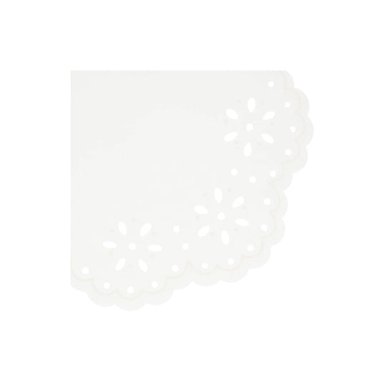 Paper Napkins - Broderie Anglaise Lace White Large