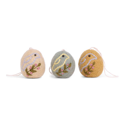Ornament - Eggs with Embroidery - Bird (set of 3)