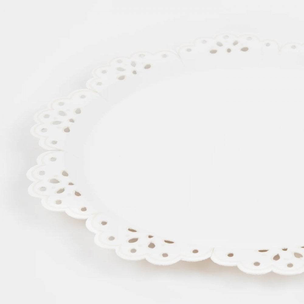 Paper Plates - Broderie Anglaise Lace White Dinner