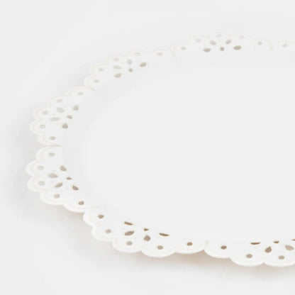 Paper Plates - Broderie Anglaise Lace White Dinner