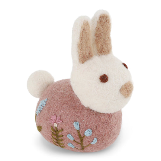 Ornament - Sitting Bunny with Flower Embroidery - Lavender