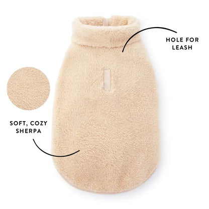 Dog Jacket - Wheat Sherpa Quarter Zip