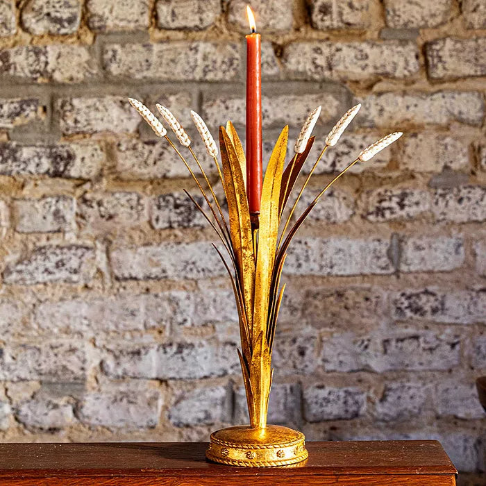 Forest Walk Wheat Candlestick 17"